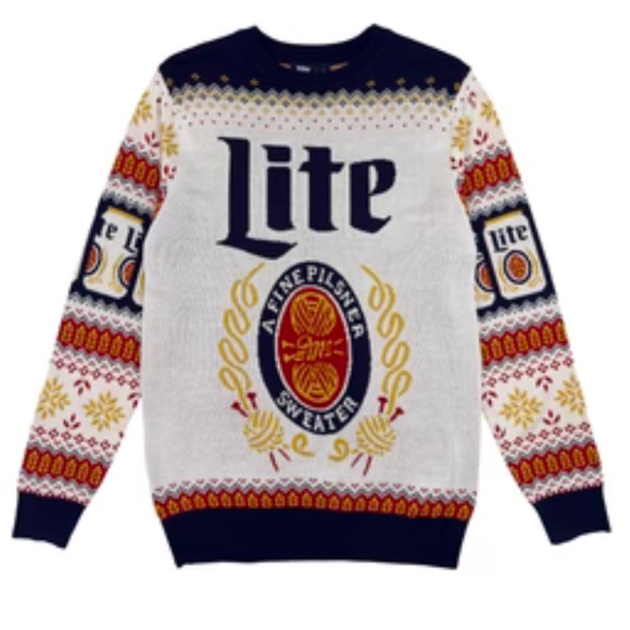 Miller Lite Varsity Crewneck Miller Lite Holiday Sweater Extra Gift